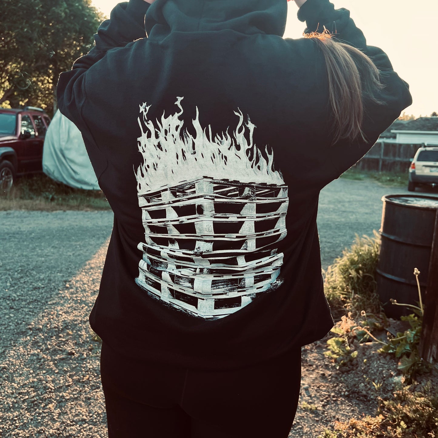 METAL AF DIRT DADDY HOODIE W/PALLET FIRE ON BACK